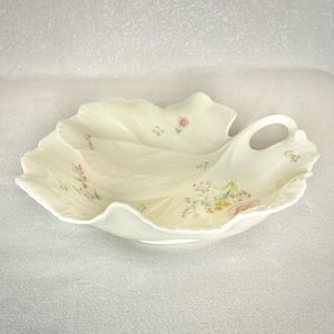 Bone China Mikasa Leaf Shaped Floral Dish Vintage 1980’s
